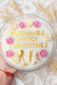 Świeca 500ml Kochanej Matce Chrzestnej - dowolna kolorystyka oraz napis