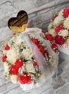 Flowerbox M + grawer na złotym sercu